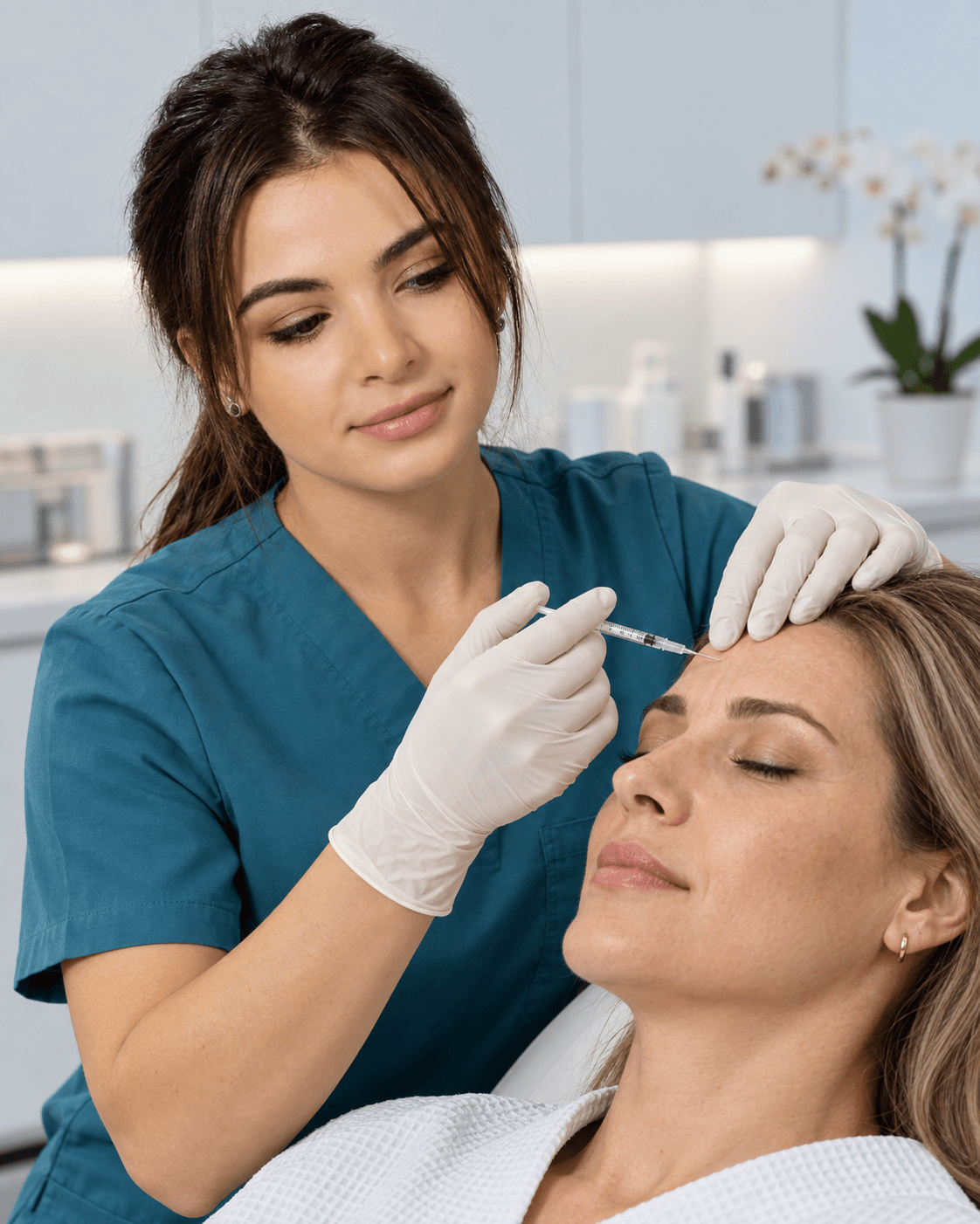 Tratament facial cu toxină botulinică realizat într-un cadru medical